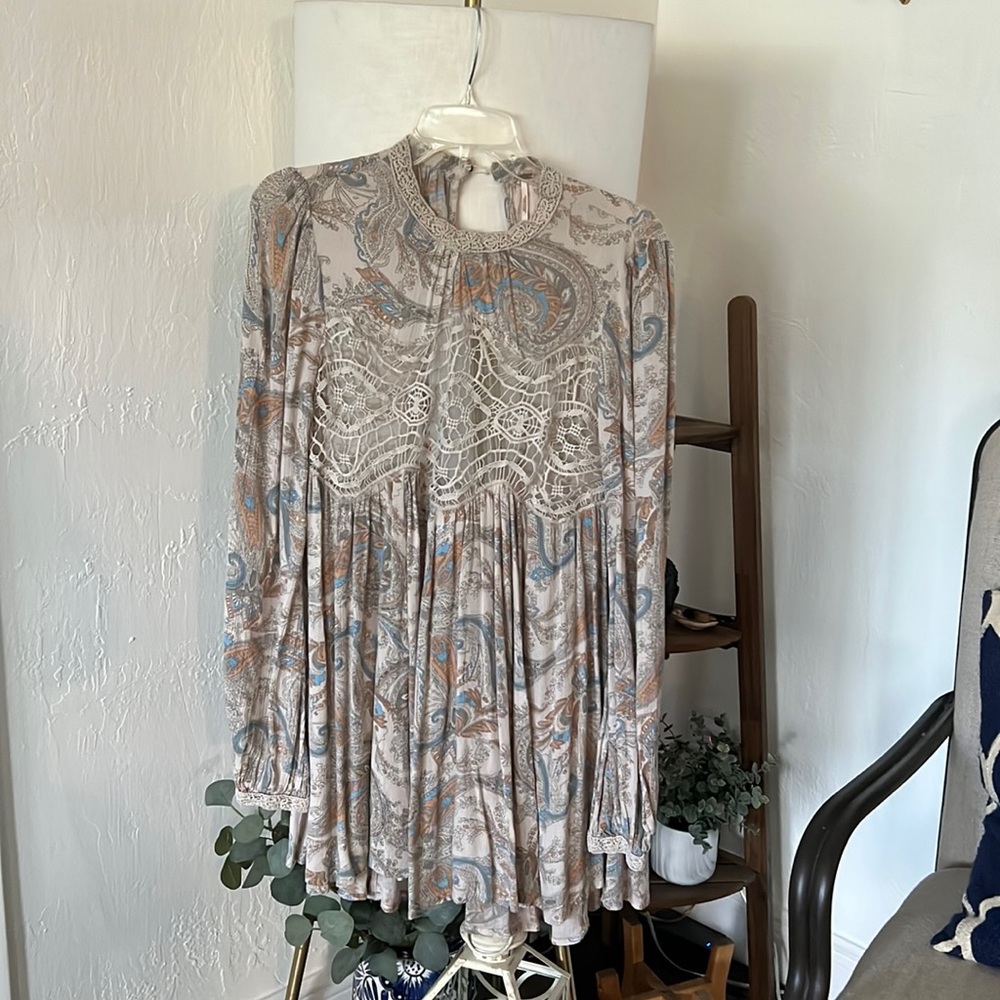 Free People Lace Bohemian style long sleeve dress